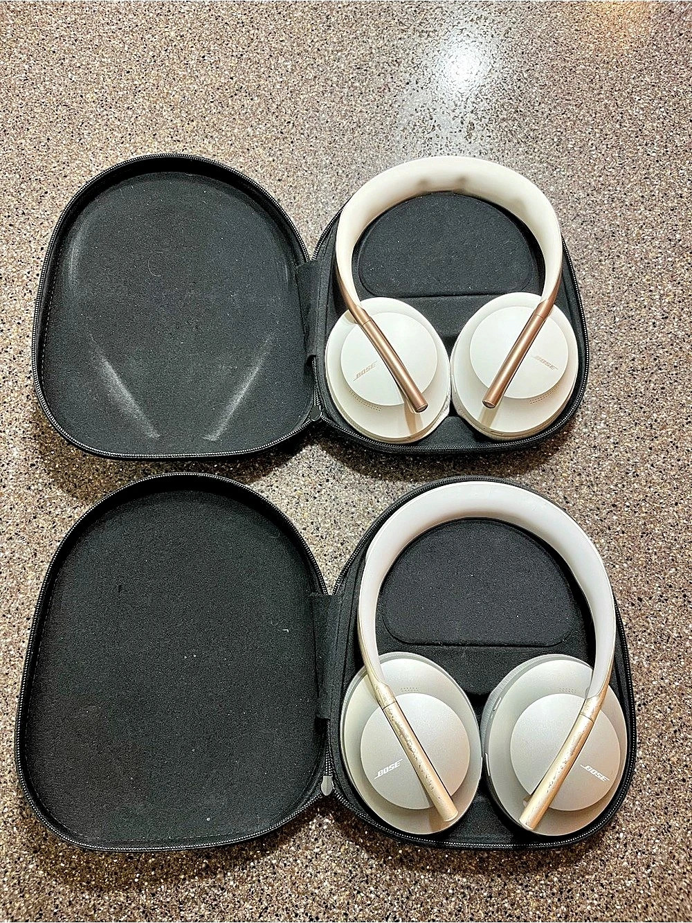 Two Pair Bose Noise Cancelling Headphones 700 Over-Ear White & Rose gold and sil